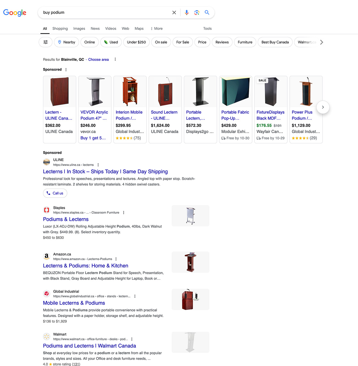 Search Intent Buy Podium Example